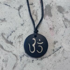 NWOT - Black OM Symbol Necklace – Adjustable Cord Spiritual Pendant